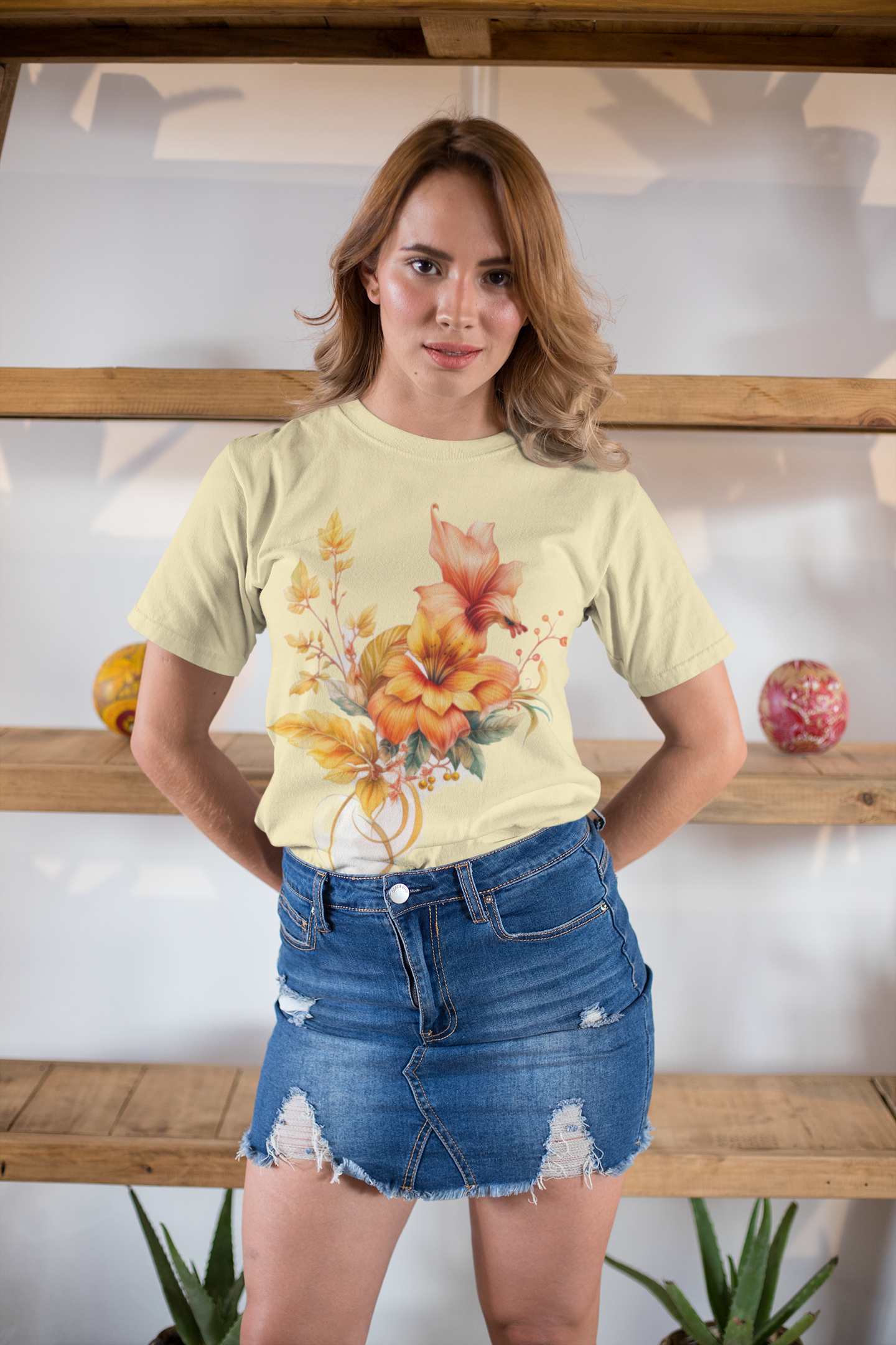 Tropical Orange Floral Tshirt