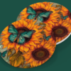 Sunflower and Butterfly Ceramic Car Coaster