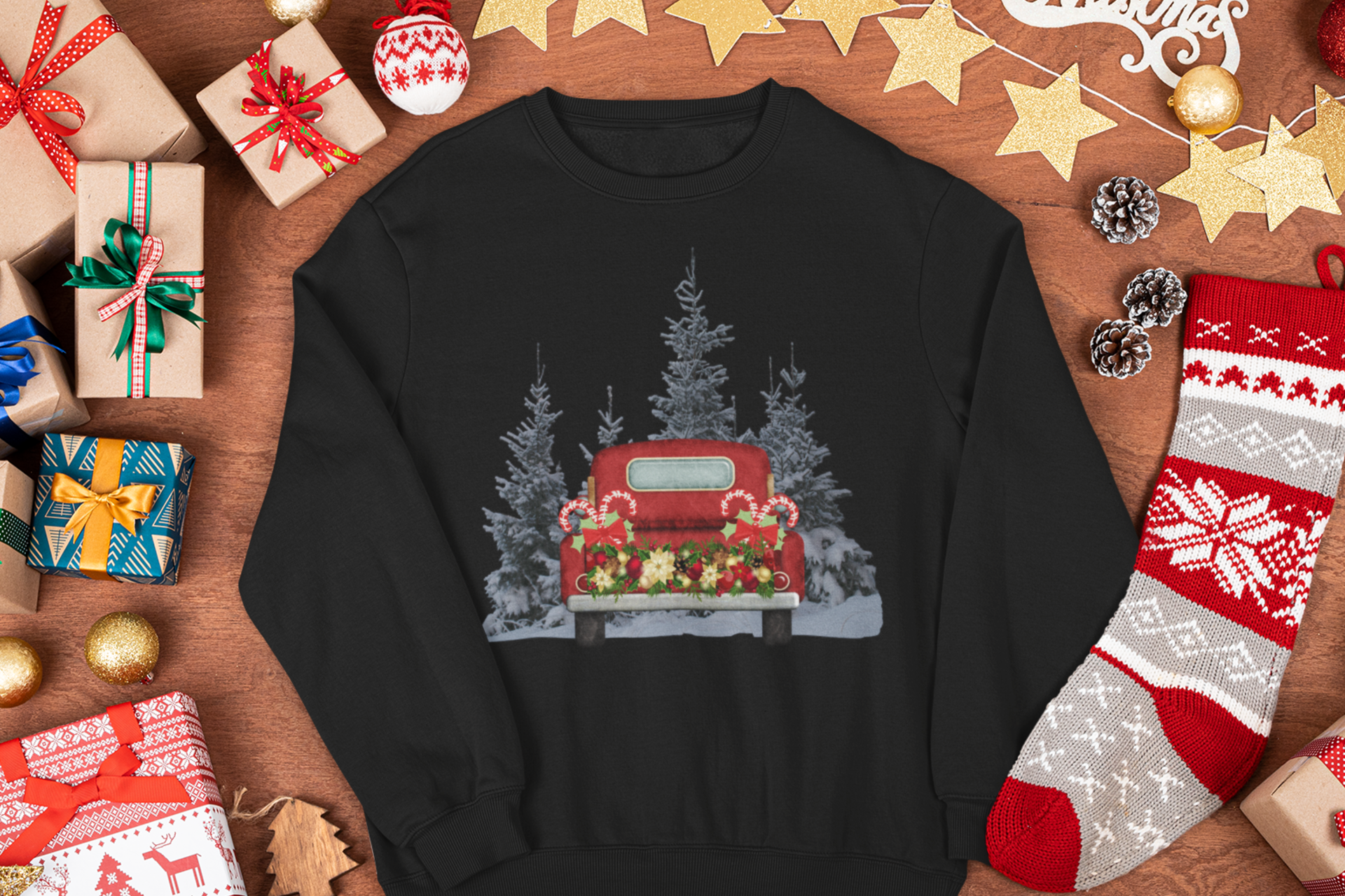 VINTAGE TRUCK WITH CHRISTMAS THEME