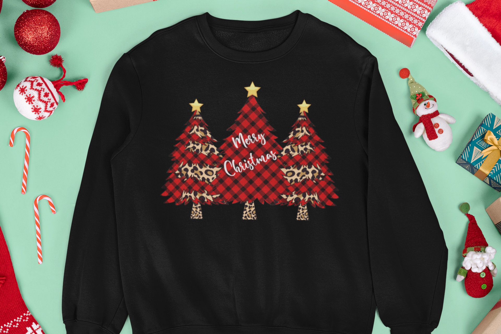 MERRY CHRISTMAS WITH CHRISTMAS TREES  SWEATSHIRT