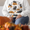 Sweatshirt-Playful Cats, Bats,Pumpkins