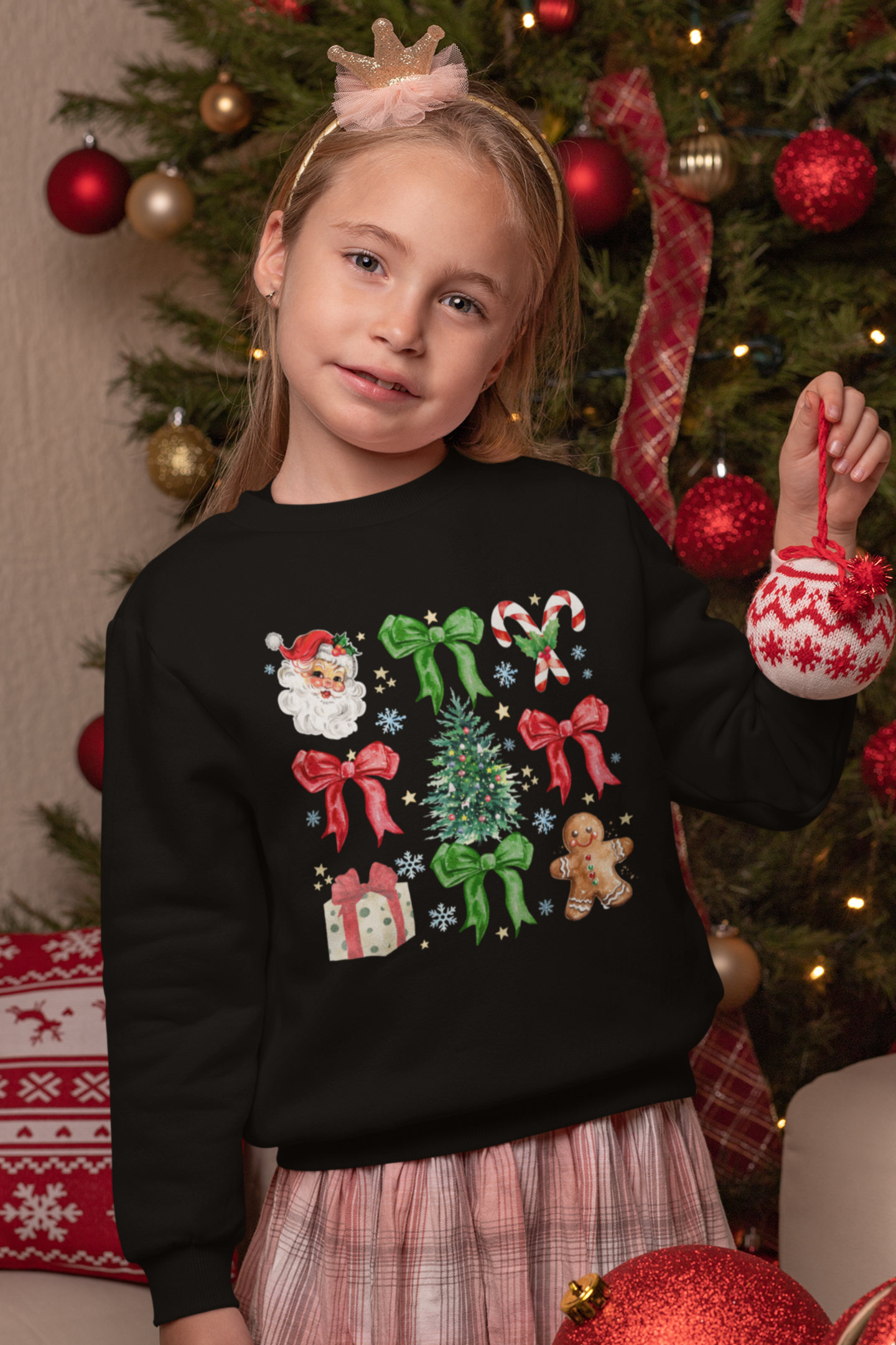 Festive Santa and bows sweatshirt