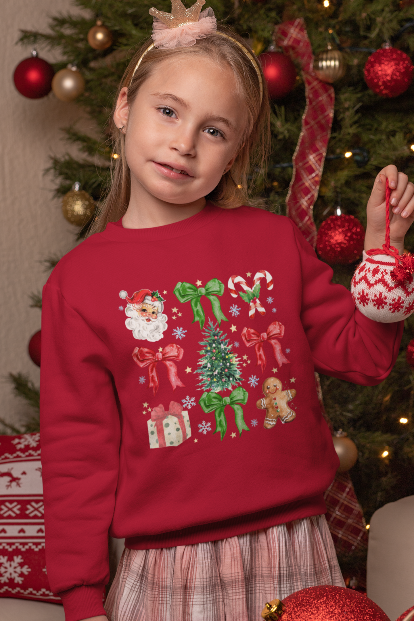 Festive Santa and bows sweatshirt