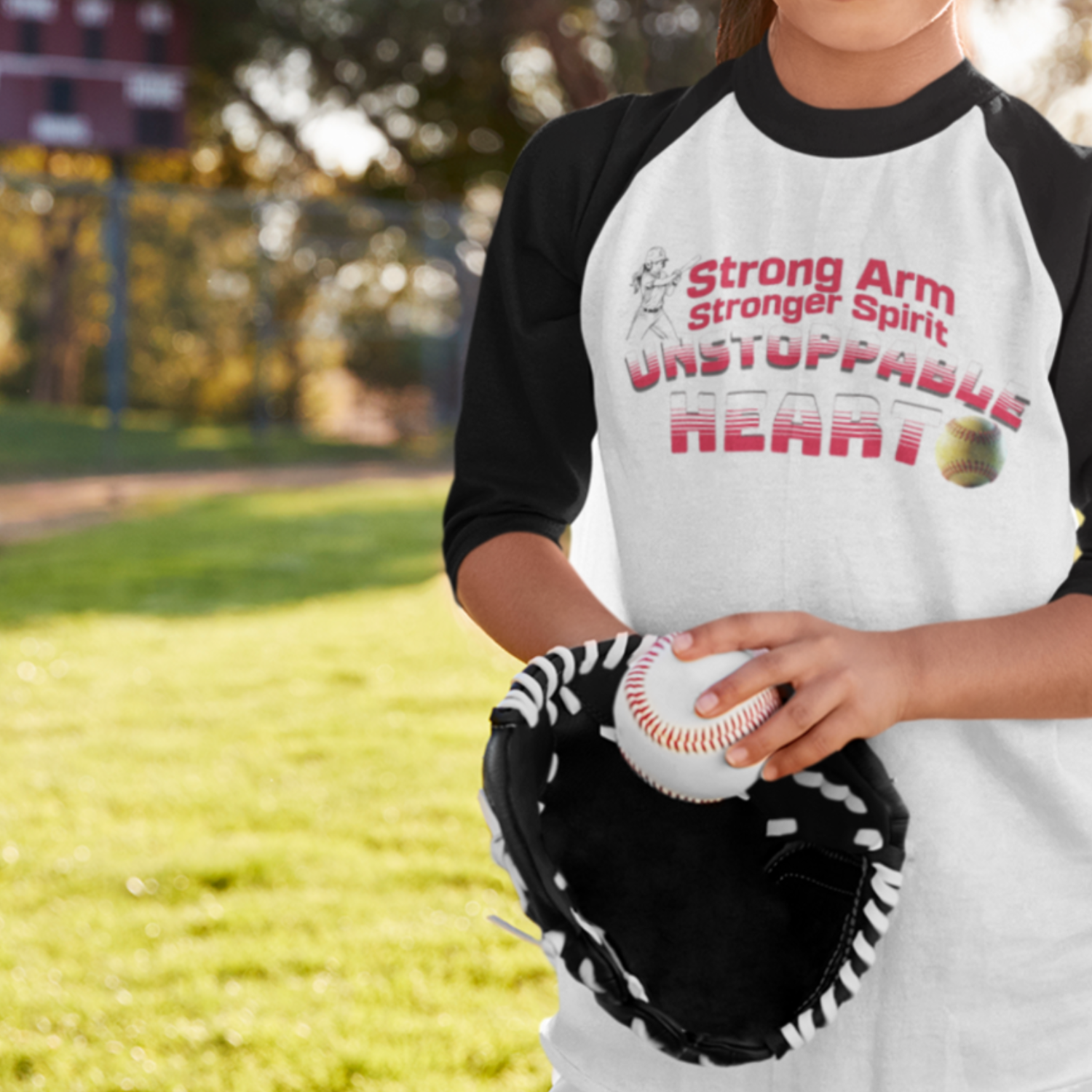 Strong Arm--Stronger Heart Youth Softball T-shirt