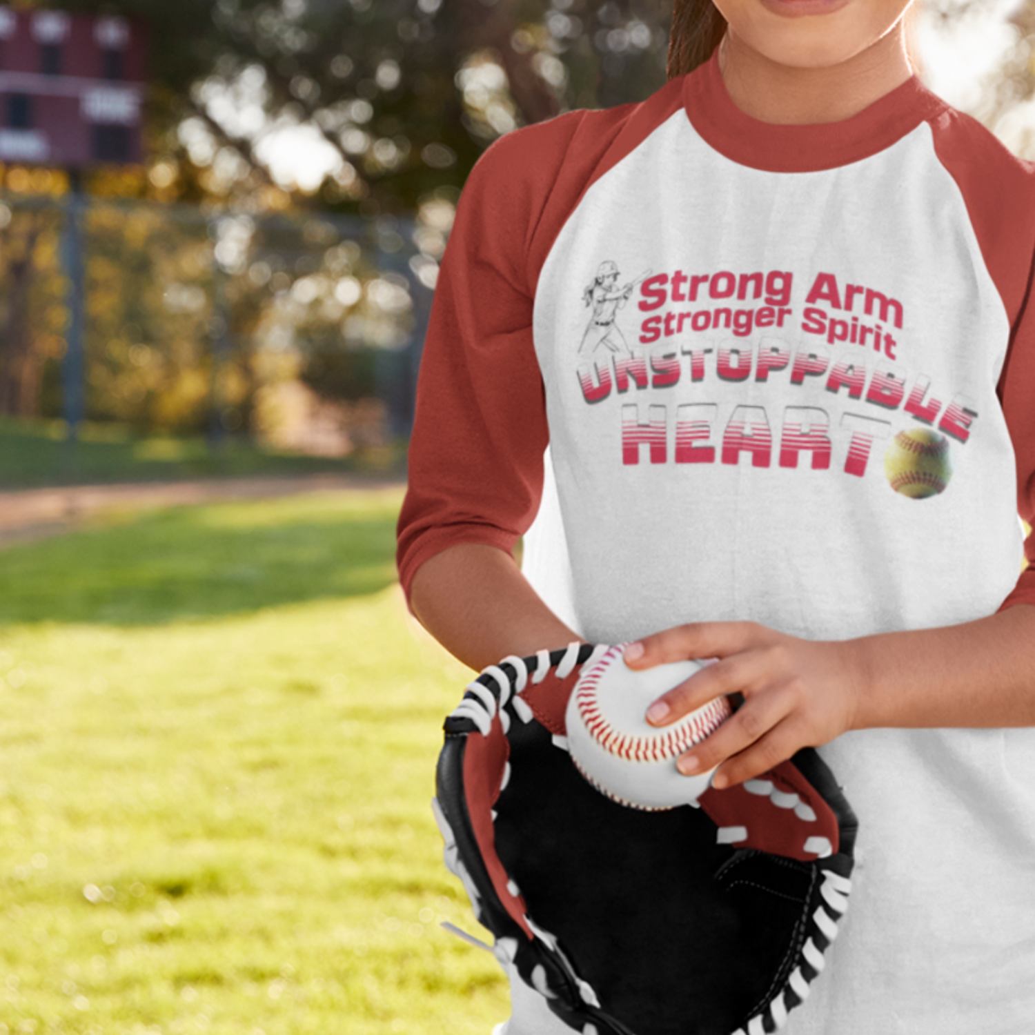 Strong Arm--Stronger Heart Youth Softball T-shirt